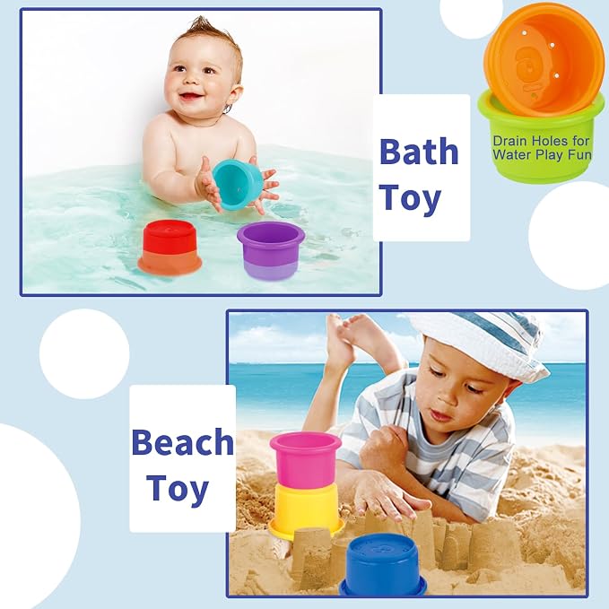 WEEJOYGAM Stacking Cups Baby Toy, 8 PCS Rainbow Nesting Cups for Babies, Montessori Stacking Toy for Toddlers 1-3, Educational Toys 6-12 Months for Color Recognition, Size Sorting and Fine Motor Skill - Image 6