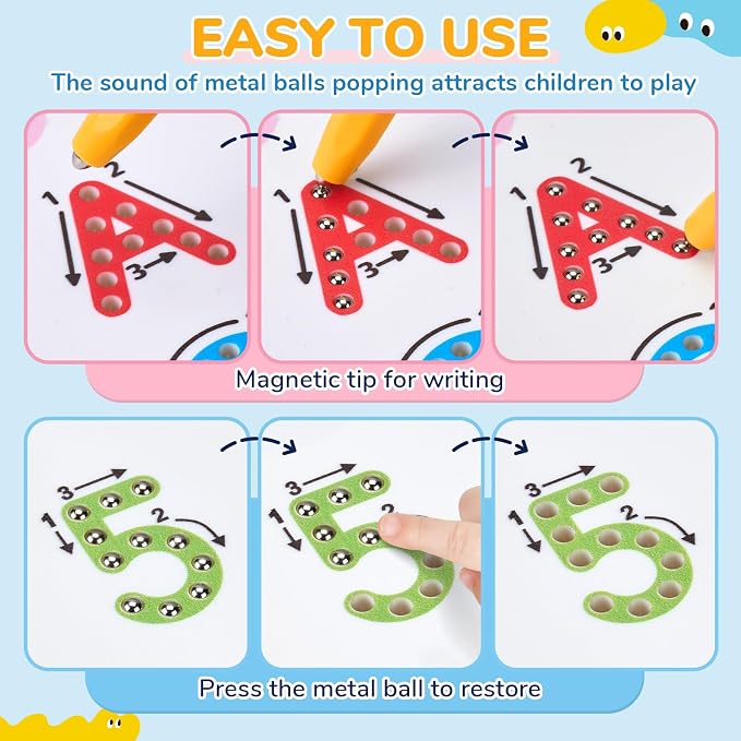 JoyCat Magnetic Letter and Number Tracing Board Set, ABC and Numbers 1-20 - Image 3