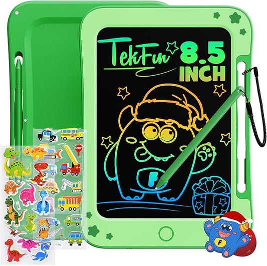 TEKFUN Toddler Kids Toys Gifts - 8.5 Inch LCD Writing Tablet Kids Doodle Board with Stickers Colorful Drawing Tablet, Kid Birthday Christmas Gifts Toys for 3 4 5 6 Years Old Boy Girl (Green)