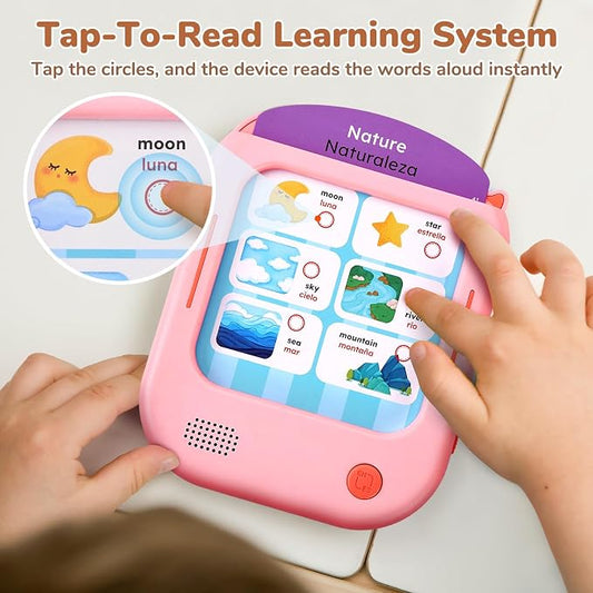 JoyCat Bilingual Kids Learning Tablet, 106 Pages Spanish-English Cards - Image 2