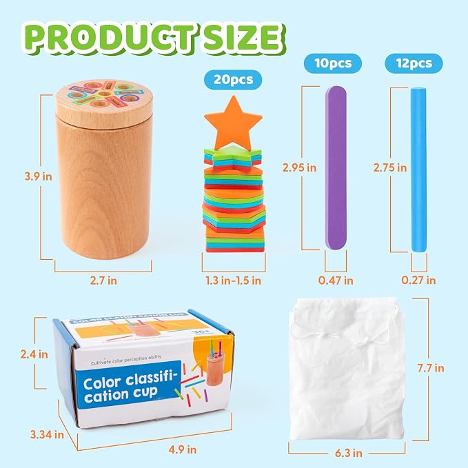 Montessori Wooden Toddler Toys， 3-in-1 Fine Motor Skills Learning Set ，Educational Color Sorting Sensory Toys for 3+ Year ， Teaches Object Permanence & Cause-Effect ，Gifts for Boys & Girls - Image 2