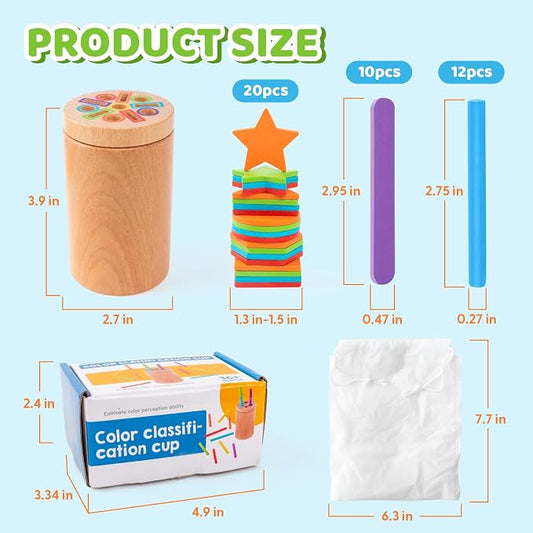 Montessori Wooden Toddler Toys， 3-in-1 Fine Motor Skills Learning Set ，Educational Color Sorting Sensory Toys for 3+ Year ， Teaches Object Permanence & Cause-Effect ，Gifts for Boys & Girls - Image 2