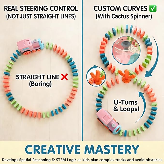 Domino Train Toys for Girls 3+ Year Old: Kids Stacking Dominoes Games - Montessori Toy Toddler 3-5 Boys ages 4-8 - Interactive Autism Fine Motor Activities Birthday Gift Stocking Stuffer 4 5 6 Yr Olds - Image 4
