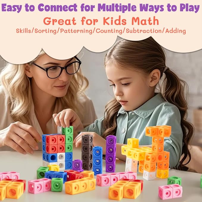 300 Pcs Linking Cubes for Math with Storage Boxes, Kids Counting Blocks for Math STEM Connecting Cubes Math Manipulatives Classroom Learning Supplies for Preschool and Elementary Aged Kids - Image 6
