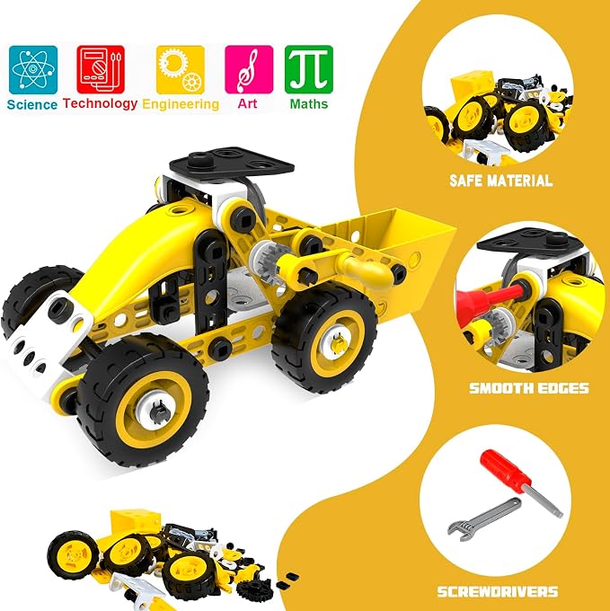 choopheme 10 in 1 Stem Toys for 5 6 7 8 9+ Year Old Building Block Kit Stem Activities Projects Boy Toys Age 4-8 5-7 6-8 8-10 Creative Set Educational Engineering Excavator Construction Birthday - Image 4