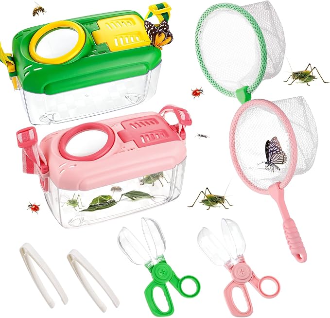 2 Sets Bug Catcher for Kids, Bug Catching Kit Gifts with Butterfly Net Toys by Biubee