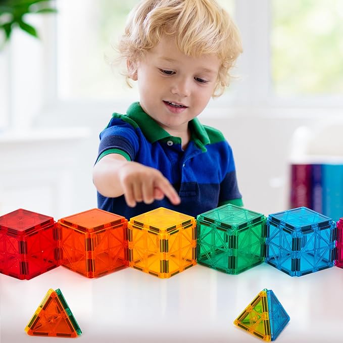 FNJO Magnetic Tiles, 64 PCS Magnetic Building Blocks, Magnets Building Set, STEM Toys for Kids Boys and Girls Creative and Inspirational - Image 6