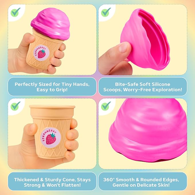 JoyCat Ice Cream Toy Set for Toddlers 1-5,Color Sorting & Stacking Toys - Image 7