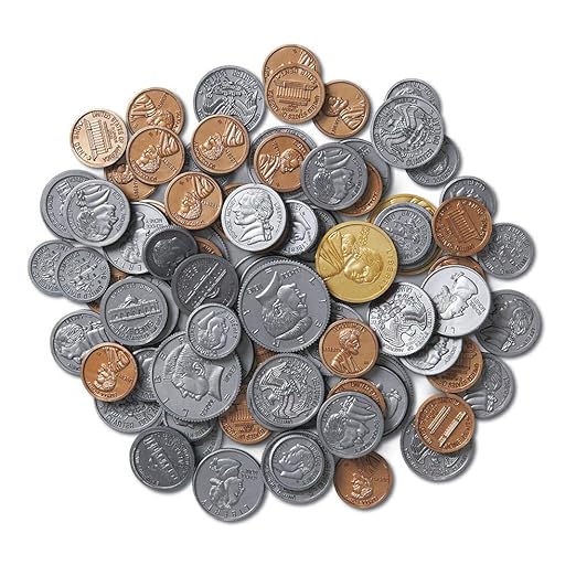 hand2mind Fake Money Coin Assorted Set, Detailed Fake Coins, Prop Money, Toy Money, Play Money for Kids, Realistic Money, Pretend Money for Kids Learning, Play Money Set, Plastic Coins (Set of 96) - Image 2
