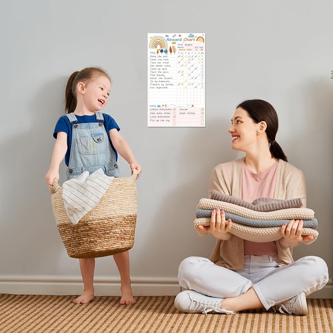Clever Clean Dry Erase Chore Chart for Kids, Reusable Reward Chart, Non-Magnetic Kids Chore Board Clings to Any Smooth Surfaces, 6 Dry Erase Markers Included (Rainbow) - Image 5