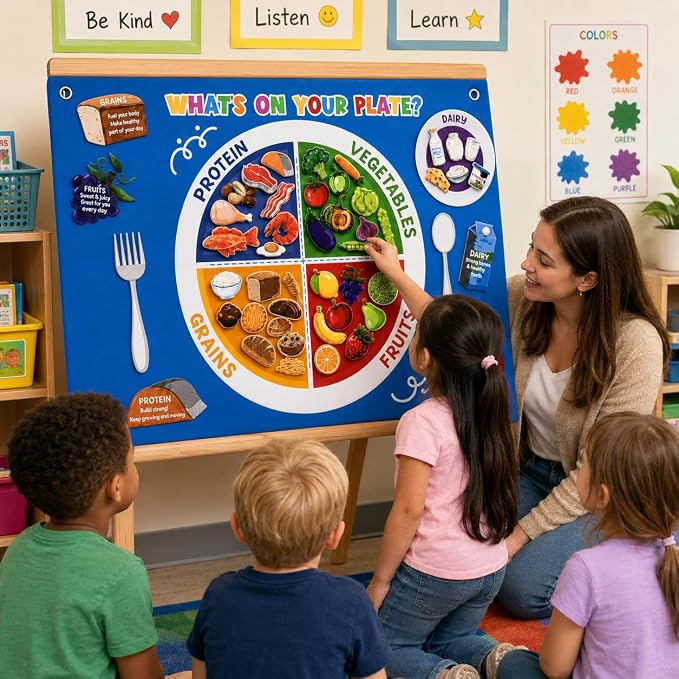 Cinrobiye My Plate Felt Activity Set, Nutrition Learning Food Groups Board, Preschool Interactive Sorting Game, Classroom Bulletin Board Educational Felt Teaching Aid for Homeschool & Learning Centers - Image 6