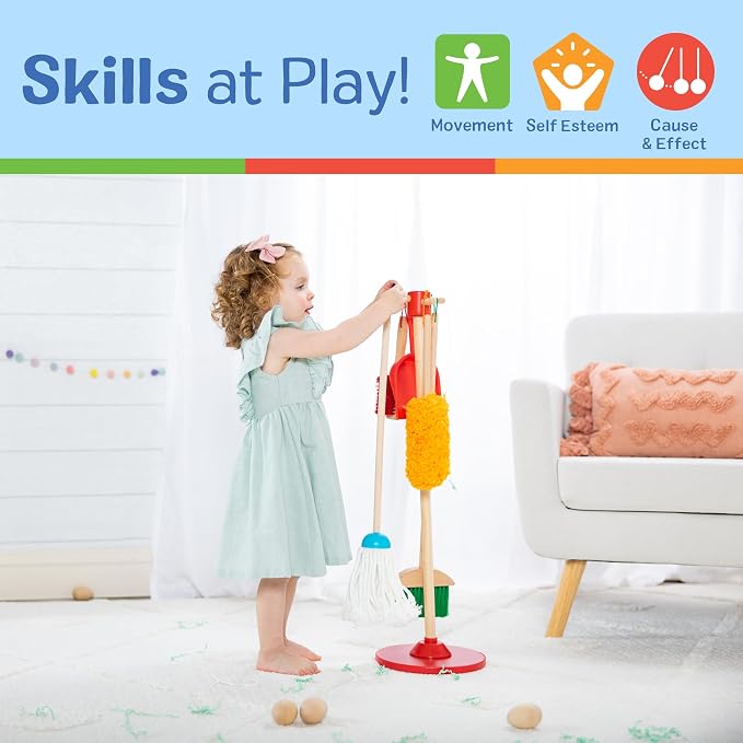 Melissa & Doug Dust Sweep Mop, 6-Pc. Toddler Cleaning Set with Kids Broom & Accessories, Preschool Learning Activities & Kids Toys for Girls & Boys 3+ - Image 5