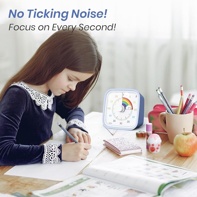 Yunbaoit Rainbow Visual Timer for Kids, 60-min Countdown Timer, Light Blue - Image 6