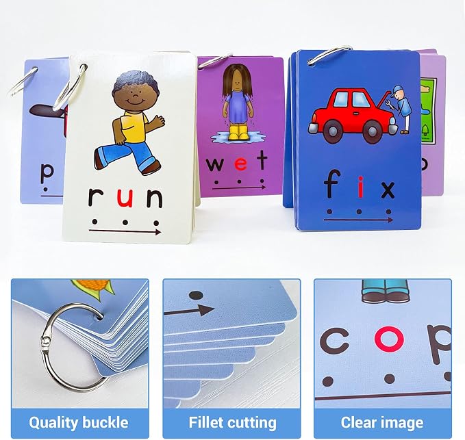 Lilias CVC Flashcards, CVC Word Builders, Toddler Learning Toys, Learning Supplies for Kindergarten Preschool, 126 Cards, 4.3 X 3 inch - Image 5