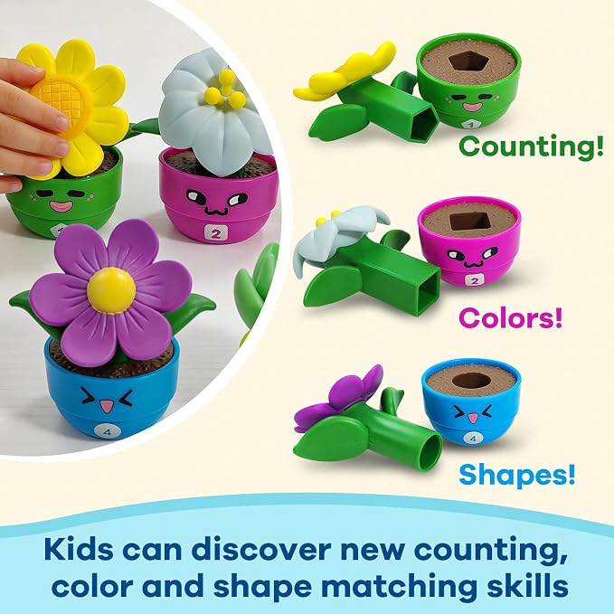 GEERAY 5 Sets Montessori Toddler Flower Garden Toys, Color Shape Sorting & Matching Game for Kids, Spring Toy Sensory Gardening Gift for 1 2 3 Year Old Girls & Boys, Preschool Classroom Learning - Image 7