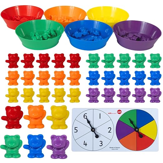 edxeducation Counting Bears with Matching Bowls, 60 Bears + Bonus Spinners by EdxEducation