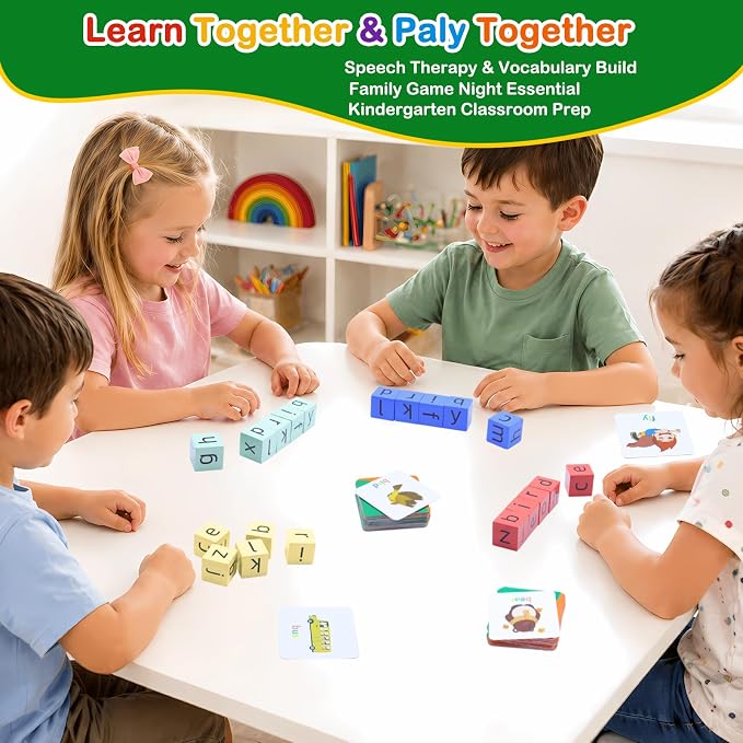 Spelling Games for Kids Ages 3-6, CVC Word Matching Letter Game, Phonics Learning Toy with 54 Flash Cards for Preschool Boys Girls - Image 2