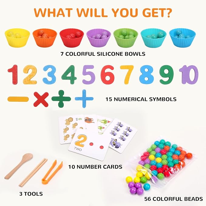 Wooden Peg Board Bead Game, Montessori Arithmetic Math Toy Set - Image 2
