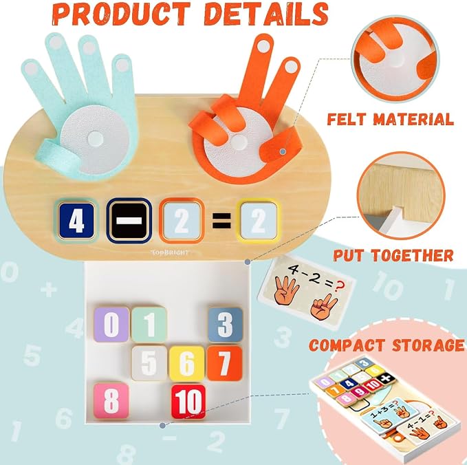 TOP BRIGHT Number Counting Blocks Math Toy, Montessori Toy for 3 4 5 Years - Image 5