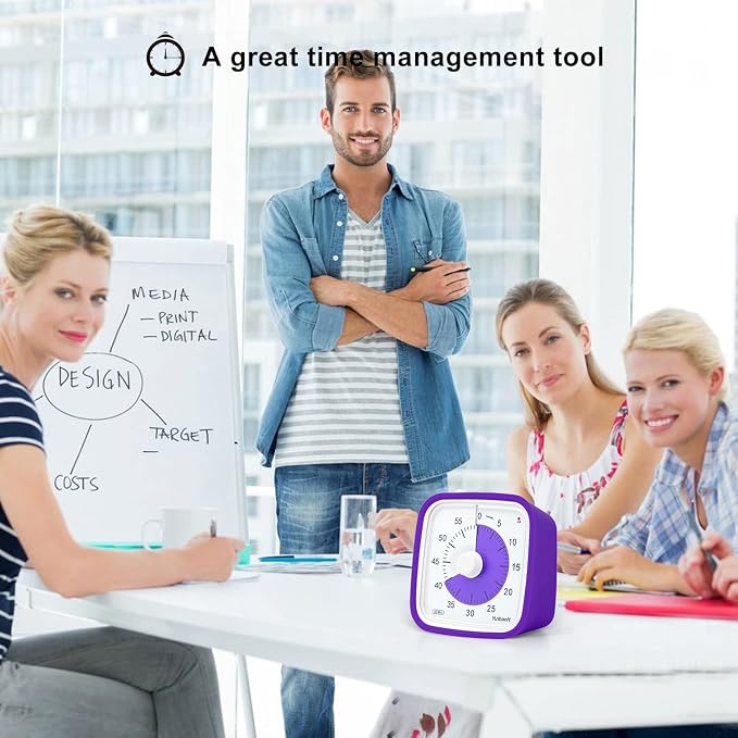 Yunbaoit Visual Timer for Kids, Silent 60-min Countdown Timer, Purple - Image 5