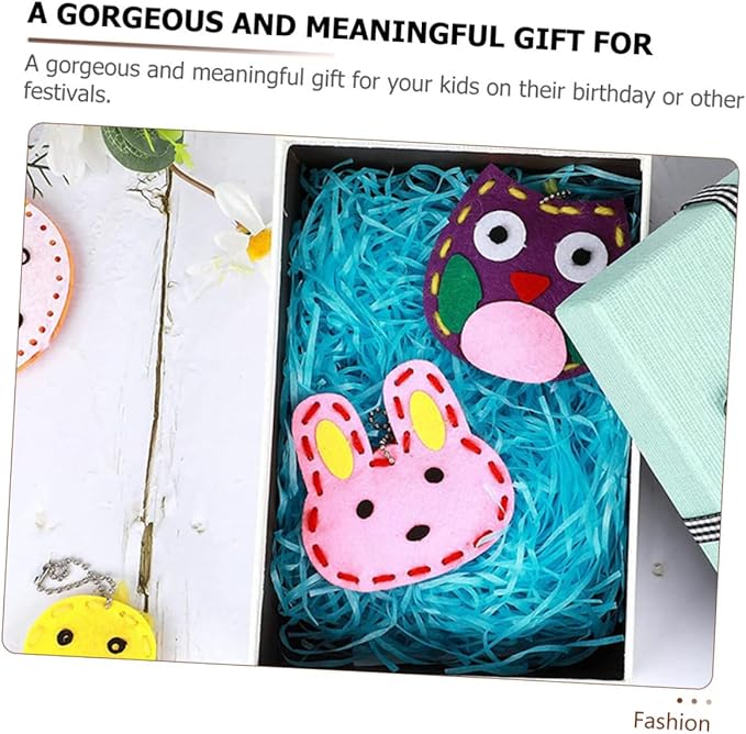 NESTINGHO 8 Pcs DIY Animal Pendant Making Kit for Educational Craft with Assorted Felt Shapes Fun Schoolbag Charms for Sewing and Creative Play Birthday