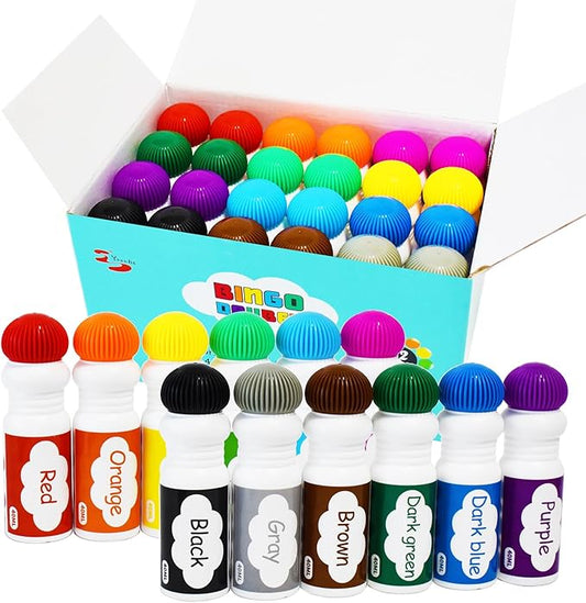 Yuanhe Bingo Daubers Dot Markers - Paint Dotters for Toddlers and Kids Art Supply, Set of 24 Pack (12 Colors)