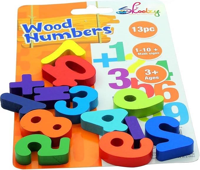 Skoolzy Rainbow Wooden Numbers Puzzle 13 Piece Set - Kids Can Learn Addition Subtraction Educational Counting Math Montessori Toys for Toddlers Preschool Wood Toy Learning Blocks for Kids Ages 3+