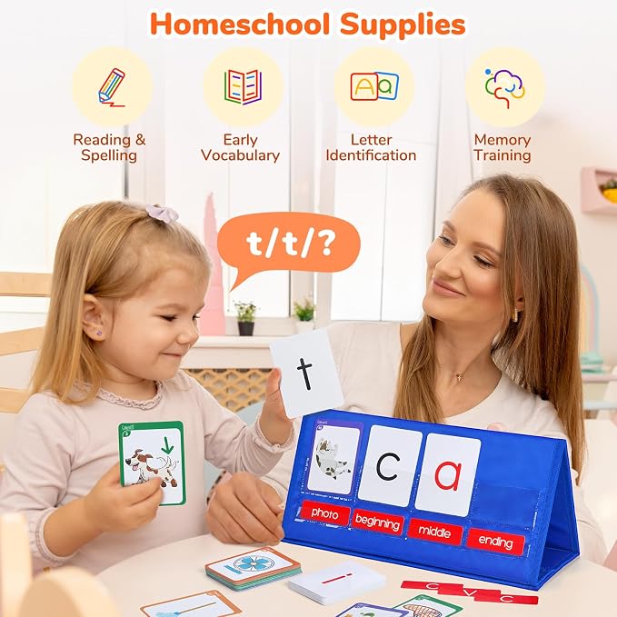 Gamenote CVC Word Builder Pocket Chart, Phonics Cards for Kindergarten - Image 3