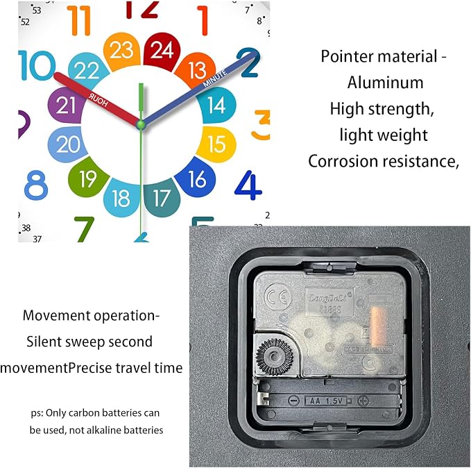 Learning Wall Clock for Kids 8 Inch for Classroom Bedroom Nursery Playroom - Image 6