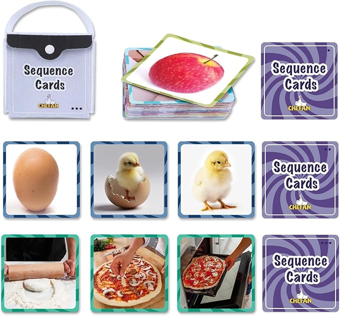 CHEFAN Sequencing Cards, Sequence Game for Kids, Daily Routine for Speech Therapy, Sentence Building for Autism, Special Education, Preschool, Classroom by CHEFAN
