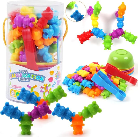 UNIQUE KIDS Stacking Mouse Counting and Matching Game with Sorting Cups – Educational Montessori Toy for Color Classification, Sensory Development, and Learning for Toddlers and Preschoolers Age 3+ by UNIQUEKIDS