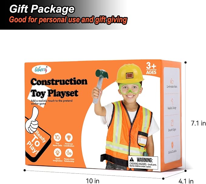 Liberry Kids Tool Set Pretend Toy for 3 4 5 Years Old with Costume - Image 7