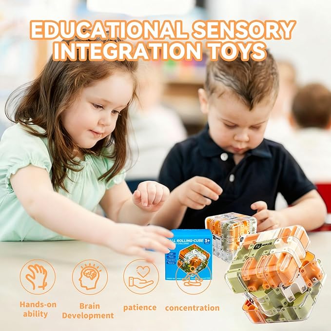 3D Maze Cube Ball for Adults & Kids, Labyrinth Puzzle Brain Teaser Game, Educational Learning Toys for Logical Thinking, Family Board Games, Durable Puzzle Cube Gift for Birthday and Holidays