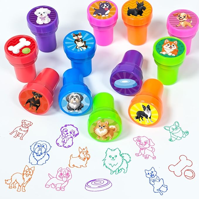 Cinrobiye 24 Pcs Dog Stampers Party Favor Set, Cute Puppy Stamps for Kids Birthday Party, Classroom Rewards, Carnival Prizes, Goody Bag Fillers, Dog Lover Party Supplies - Image 4