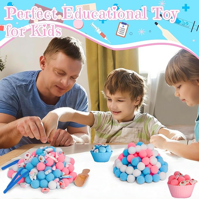 183pcs Doctor Play Set Sensory Bin Filler Fine Motor Toys Pretend Play Doctor Kit Sensory Bin Items Toy Capsules Tooth Model Doctor Toy Bag Face Mask Toy Pretend Shot for Preschool Education Activity - Image 6