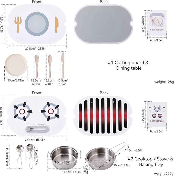 bopoobo 2-in-1 Sensory Table Kitchen Play Top - Grill & Stove with Plates Montessori-Inspired Kitchen Helper Tray Tiny Chef's Ultimate Kitchen Station - Double-Sided Sensory Play Fun - Image 2
