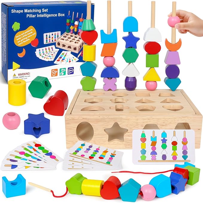 ROOCHKD Wooden Sorting Toy Lacing Beads Sequencing Toy for 3yrs+ by ROOCHKD