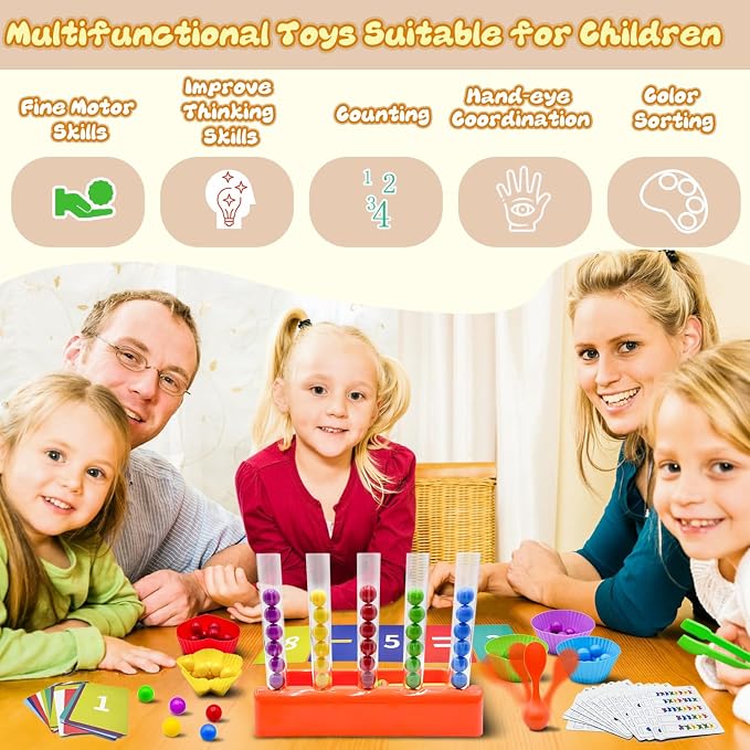 Counting and Color Sorting Toys for Toddlers, Clip Bead Matching - Image 6