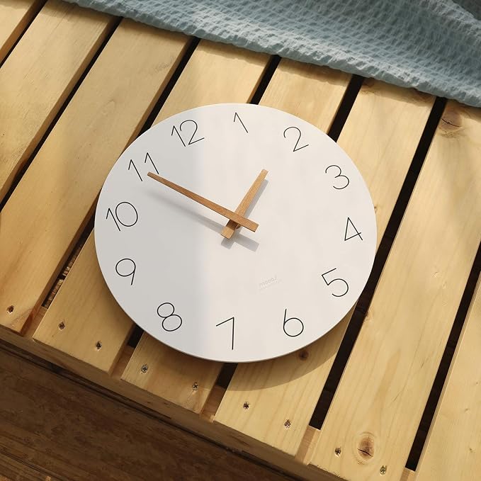 mooas Flatwood Wall Clock, 12" Analog Wall Clock, Silent Non-Ticking - Image 8