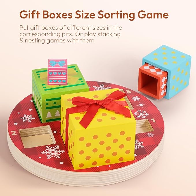 Woodtoe Magnetic Christmas Tree Toy for Toddlers, Montessori Toys for 3 4 5 6 Year Old, Wooden Color Sorting & Stacking Toys, Fine Motor Skills Sensory Toys, Christmas Decorations STEM Gifts for Kids - Image 5