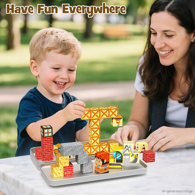 Magnetic Building Blocks for Kids, STEM Engineering Travel Toys with Portable Iron Box, Educational Construction Set for Toddlers Ages 3-8（35 Piece） - Image 4