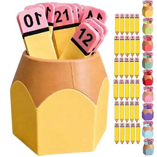 Pencil Number Counting Set, Number Matching Set 1-30, Reusable Math Manipulatives for Sequencing, Matching, Classroom Draws, Learning Games, Preschool and Elementary，Yellow by Unknown