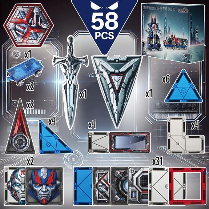 Little Pi Transformer Toys MegaBots Magnetic Tiles, Transforming Robot Toy - Image 6