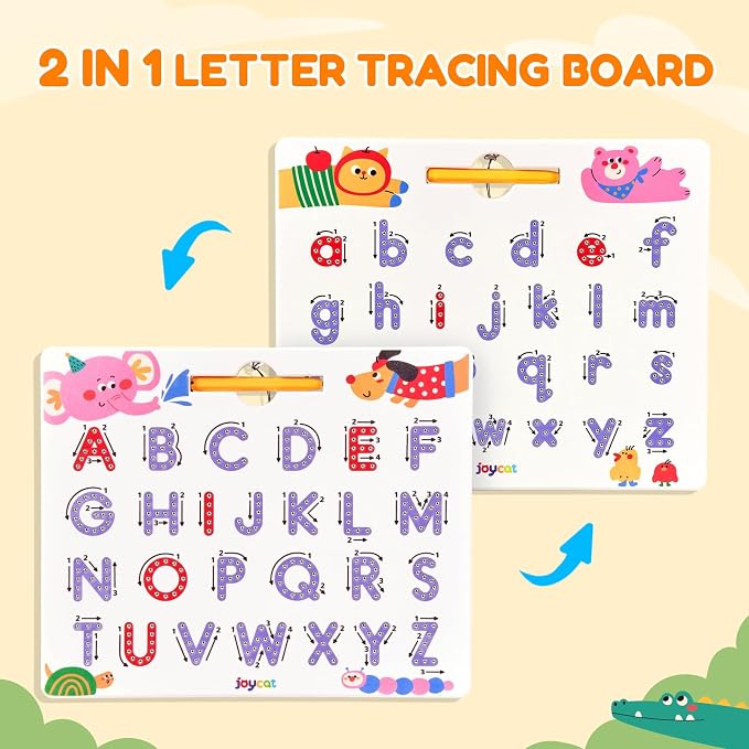 JoyCat Magnetic Animal Letter Tracing Board, Double-Sided ABC Writing Toy - Image 2