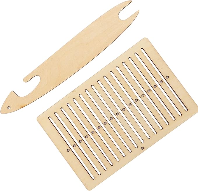 ZPurifylline 2 Sets Weaving Kit, Wooden Weaving with Weaving Stick, DIY Craft Kit for Kids and Beginners, Poplar Wood Handmade Weaving Tool for Tapestry and Scarf Making