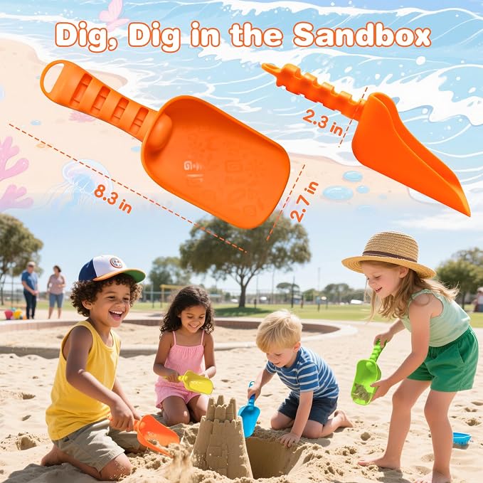 Sand Beach Shovels for Kids Heavy Duty Plastic Scoops Toy 4 Pack - Image 2