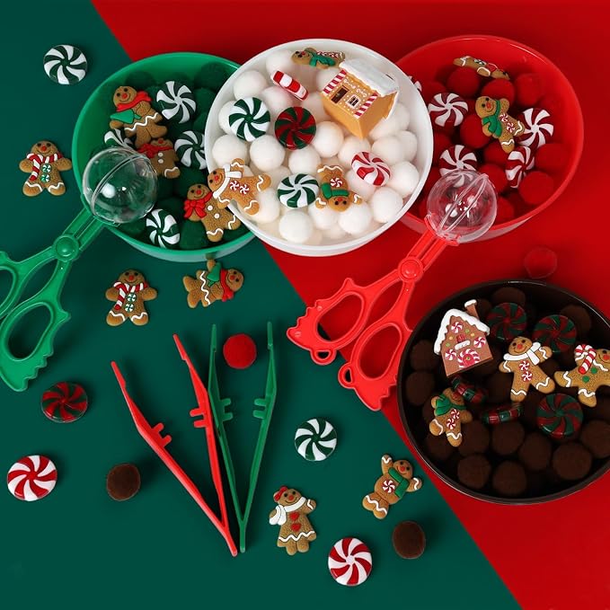 135 Pcs Christmas Gingerbread Man Sensory Bin Items Christmas Candy Counting Sorting Sensory Bin Filler Fine Motor Toys Gingerbread Man Counts for Kids Xmas Counting Toys for Preschool - Image 3