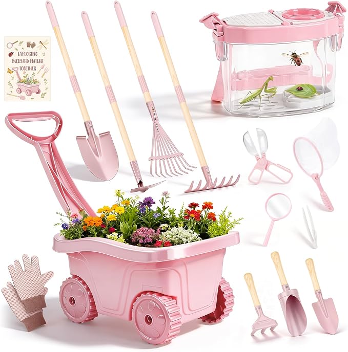 Dreamon Kids Gardening Set, 14Pcs Kids Gardening Tool with Bug Catching Kit by Dreamon