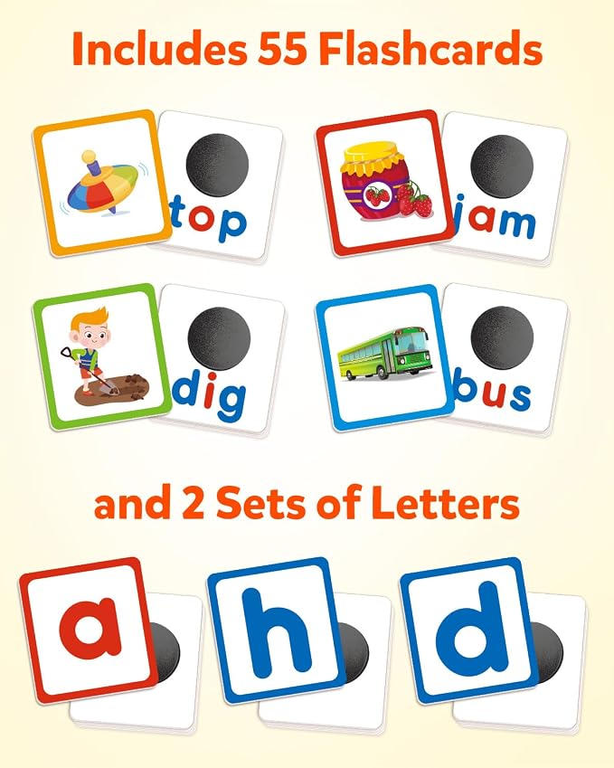 Coogam CVC Word Builder, Magnetic Sight Word Games with Flashcards, Matching Letter Reading and Spelling Game, Montessori Alphabet Educational Toy Gift for Preschool 3 4 5 Year Old Kids Toddlers - Image 3