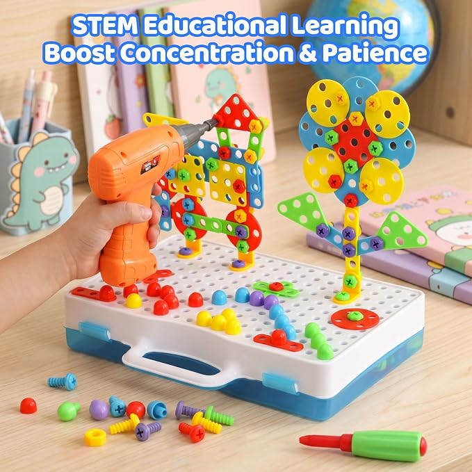 STEM Building Toys 224PCS Drill Screwdriver Set for Kids - Image 8
